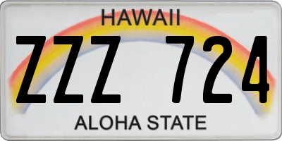 HI license plate ZZZ724