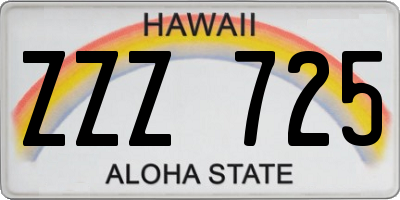 HI license plate ZZZ725