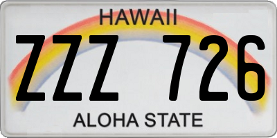 HI license plate ZZZ726