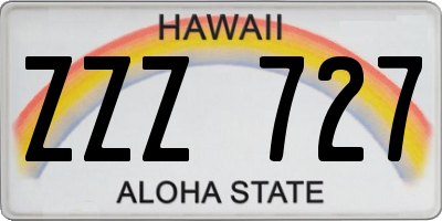 HI license plate ZZZ727