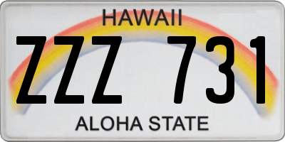 HI license plate ZZZ731