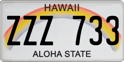 HI license plate ZZZ733