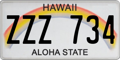 HI license plate ZZZ734