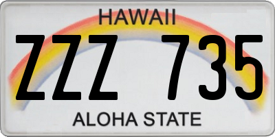 HI license plate ZZZ735