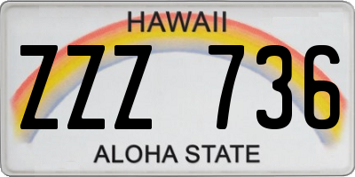 HI license plate ZZZ736