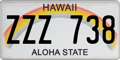 HI license plate ZZZ738