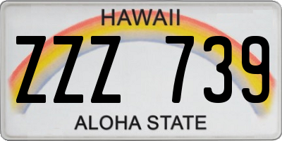 HI license plate ZZZ739