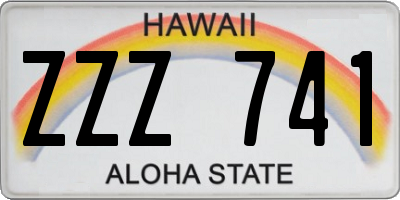 HI license plate ZZZ741