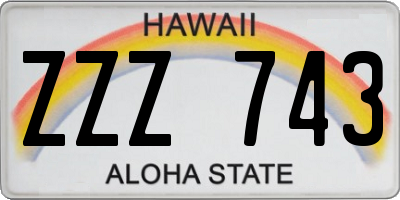 HI license plate ZZZ743