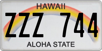 HI license plate ZZZ744