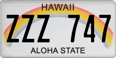 HI license plate ZZZ747