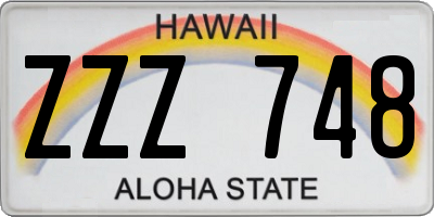 HI license plate ZZZ748