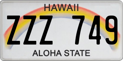 HI license plate ZZZ749