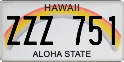 HI license plate ZZZ751