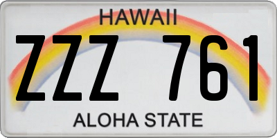 HI license plate ZZZ761