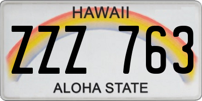 HI license plate ZZZ763