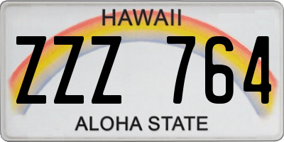 HI license plate ZZZ764