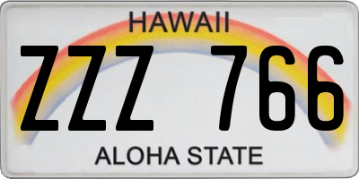 HI license plate ZZZ766