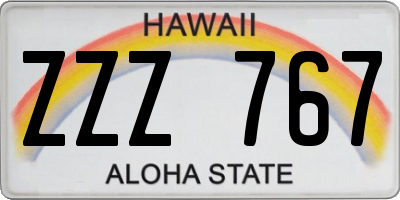 HI license plate ZZZ767