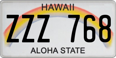 HI license plate ZZZ768