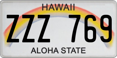 HI license plate ZZZ769