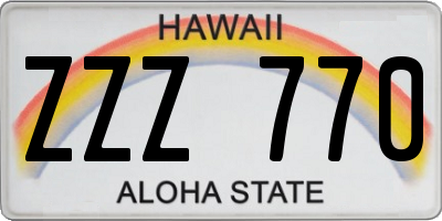 HI license plate ZZZ770