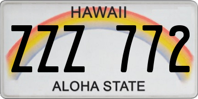 HI license plate ZZZ772