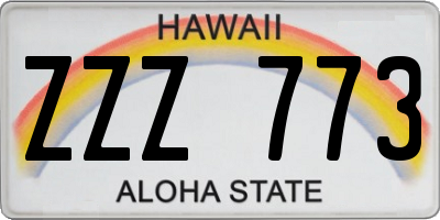 HI license plate ZZZ773