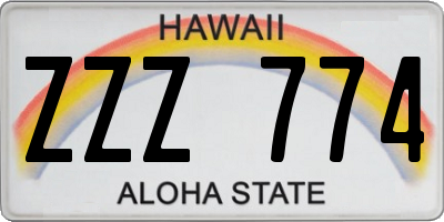 HI license plate ZZZ774