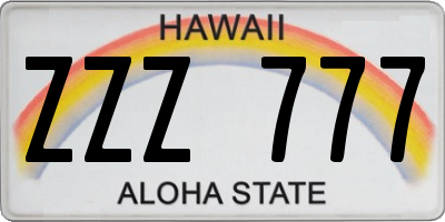 HI license plate ZZZ777