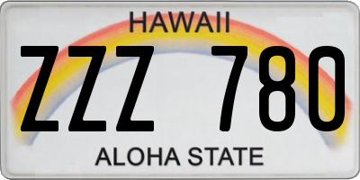 HI license plate ZZZ780