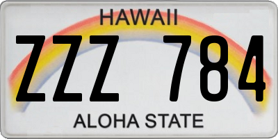 HI license plate ZZZ784