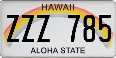 HI license plate ZZZ785