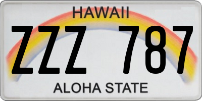 HI license plate ZZZ787