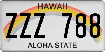 HI license plate ZZZ788