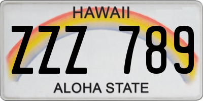 HI license plate ZZZ789