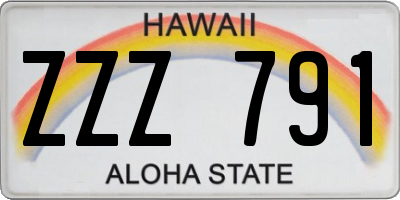 HI license plate ZZZ791