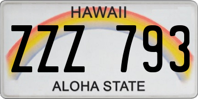 HI license plate ZZZ793