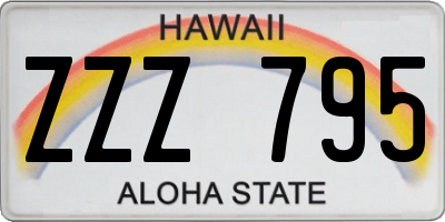 HI license plate ZZZ795