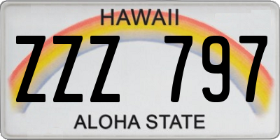 HI license plate ZZZ797