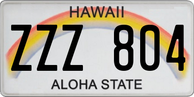 HI license plate ZZZ804