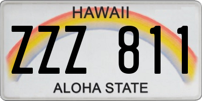 HI license plate ZZZ811
