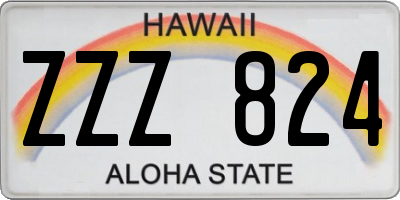 HI license plate ZZZ824