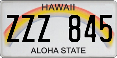 HI license plate ZZZ845
