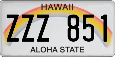 HI license plate ZZZ851