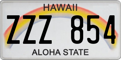 HI license plate ZZZ854