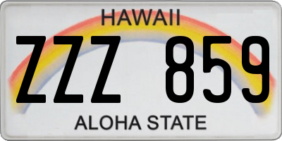 HI license plate ZZZ859