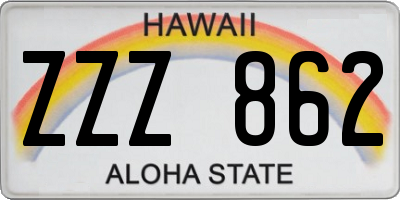 HI license plate ZZZ862