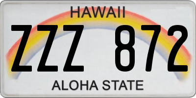 HI license plate ZZZ872