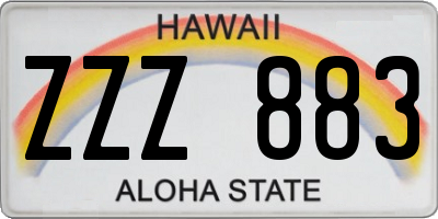 HI license plate ZZZ883